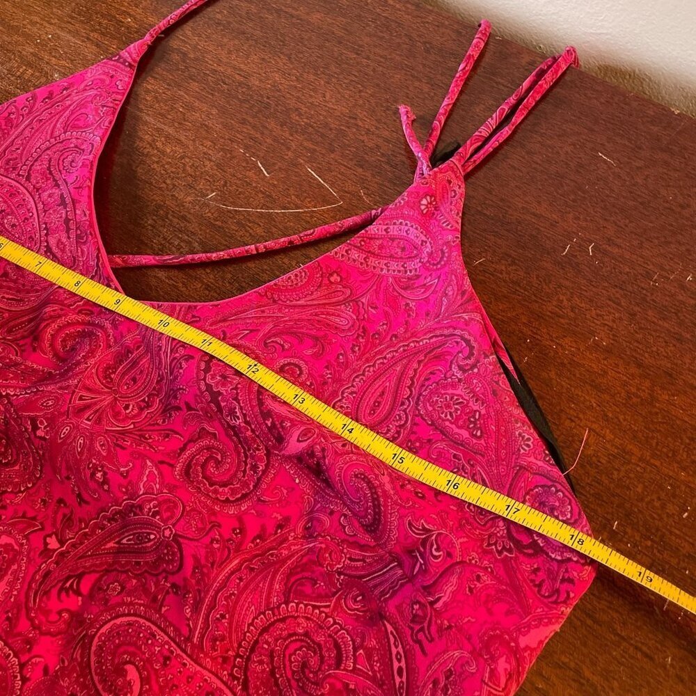 90s Vintage Pink Paisley Spaghetti Strap Dress Sz 8 Whimsigoth Fairy Wierdo Y2K - Picture 11 of 16